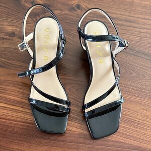 Unisa Glossy Black Strappy Sandals